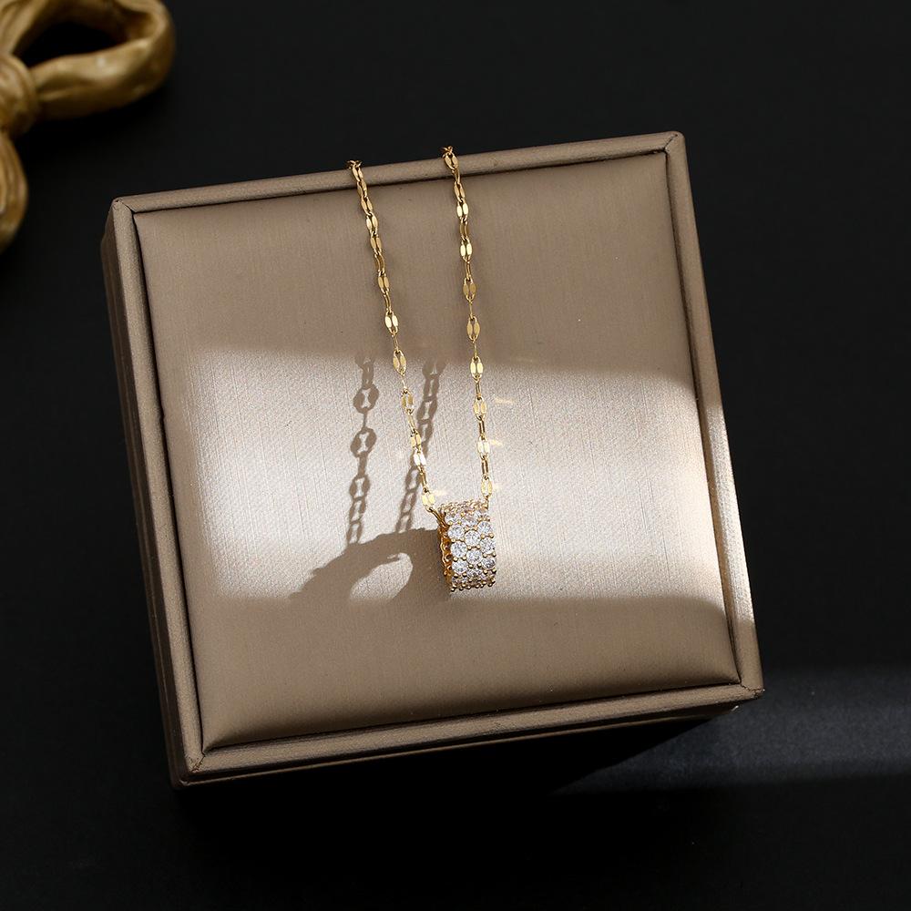 Titanium Steel Necklace For Women Elegant Simple Fashion Zircon Collarbone Chain Light Luxury Niche Jewelry