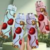 1PC Red Cherry Leopard Bow Layout 750ml Color Plastic Sports Water Bottle Leakproof Flip Straw Lid For Sports Office Home Use