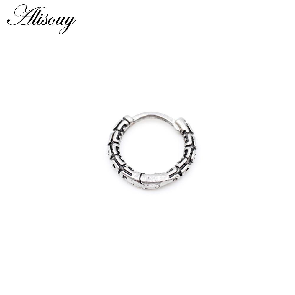 Alisouy 1 Stück Punk Gothic Twist Blatt Knochen Edelstahl Einfache Runde Kreis Creolen Rock Roll Herren Frauen Hip Hop Schmuck