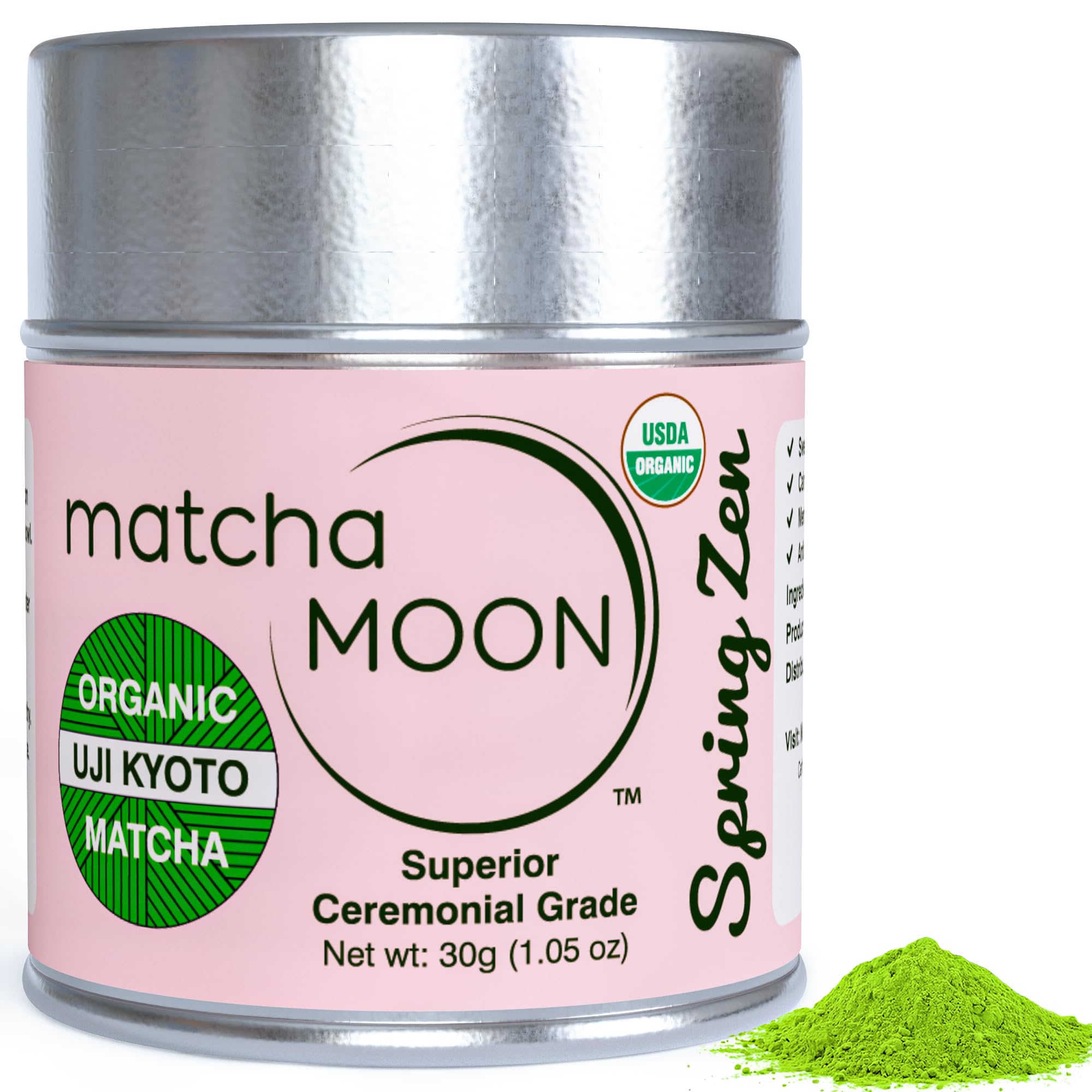 Matcha Kyoto Uji Organic Matcha Ceremonial Organically Moon, Powder, Grade, 30g, Grown, Pesticide-Free, Additive-Free