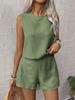 Women's Solid Color Simple Fashion Casual Sleeveless Top and Shorts Set