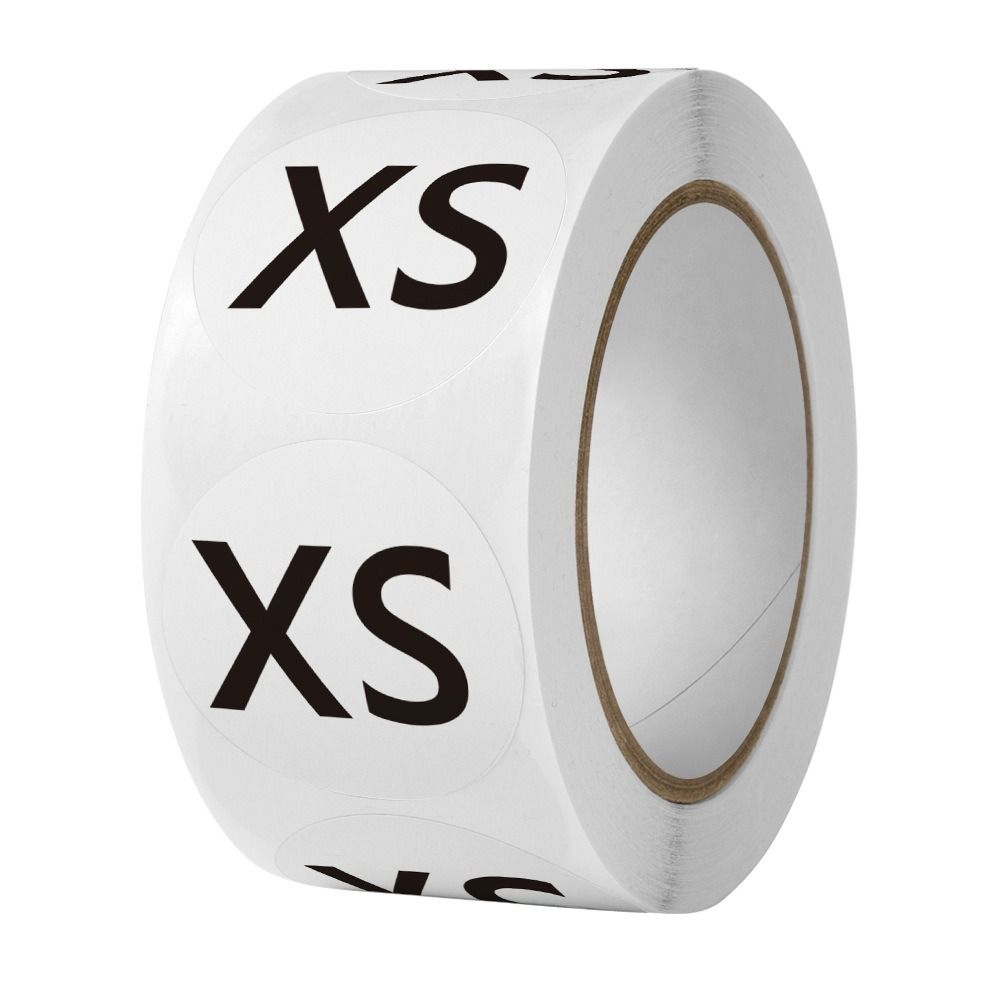 

500Pcs/Roll XS/S/M/L/XL/2XL/3XL Size Tag Stickers Round Sealing Sticker New Adhesive Labels XS