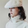 VA Studded Angora Hunting Cap Ivory