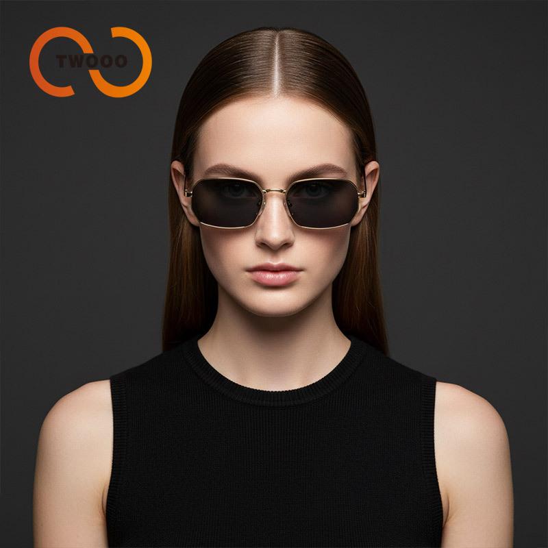 

Квадратні маленькі сонцезахисні окуляри з нерегулярною металевою оправою One Size золотий