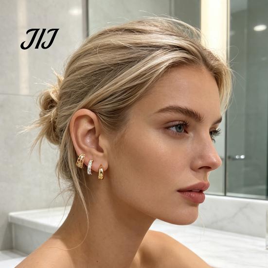 Gold Plated Ear Cuff 3 Pairs Cuffs, Minimalist Metal Hollow Zirconia Clip-on Earrings Auricle for Women, Fashionable Non Pierced Jewelry Daily Wear No