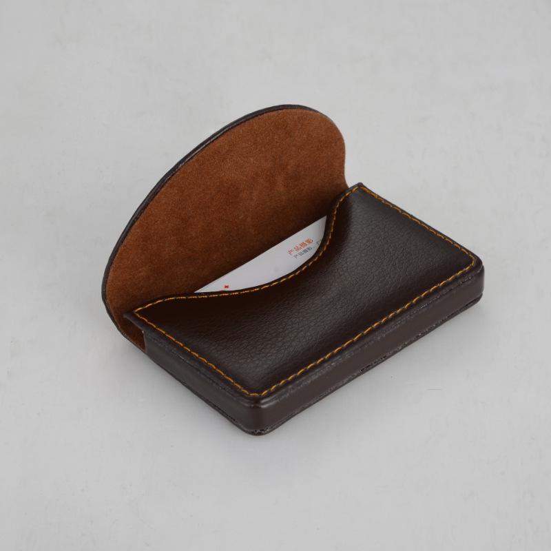 Leather & Stainless Steel Business Card Holder - Half Round Design 03