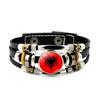 Factory National Country Flag Design Bracelet Crystal Bead Snap Button Sports National Team Jewelry Gift Leather Wrap Bracelet