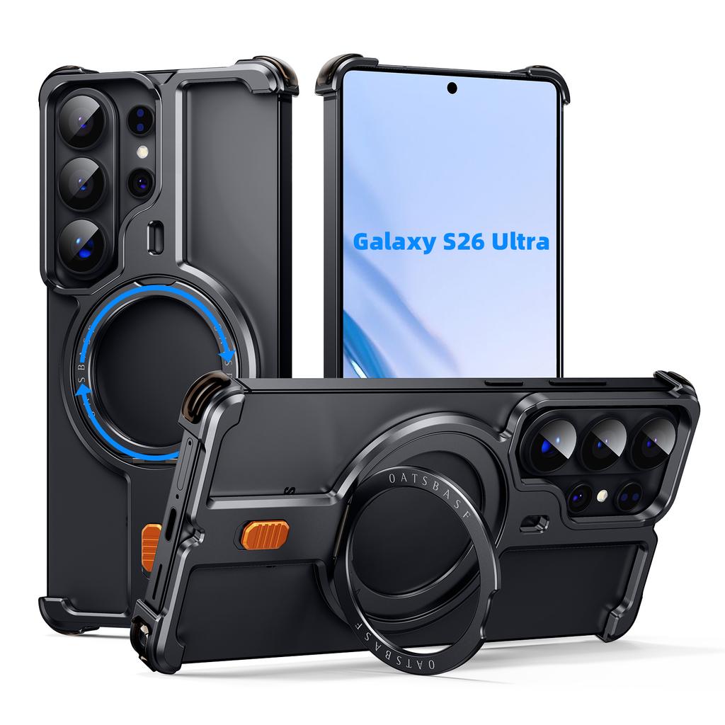 Eary pro pouzdro na telefon Samsung Galaxy S26 Ultra Kovové s 360° otočným magnetickým stojánkem Bezrámový kryt Ochrana displeje Nárazuvzdorné