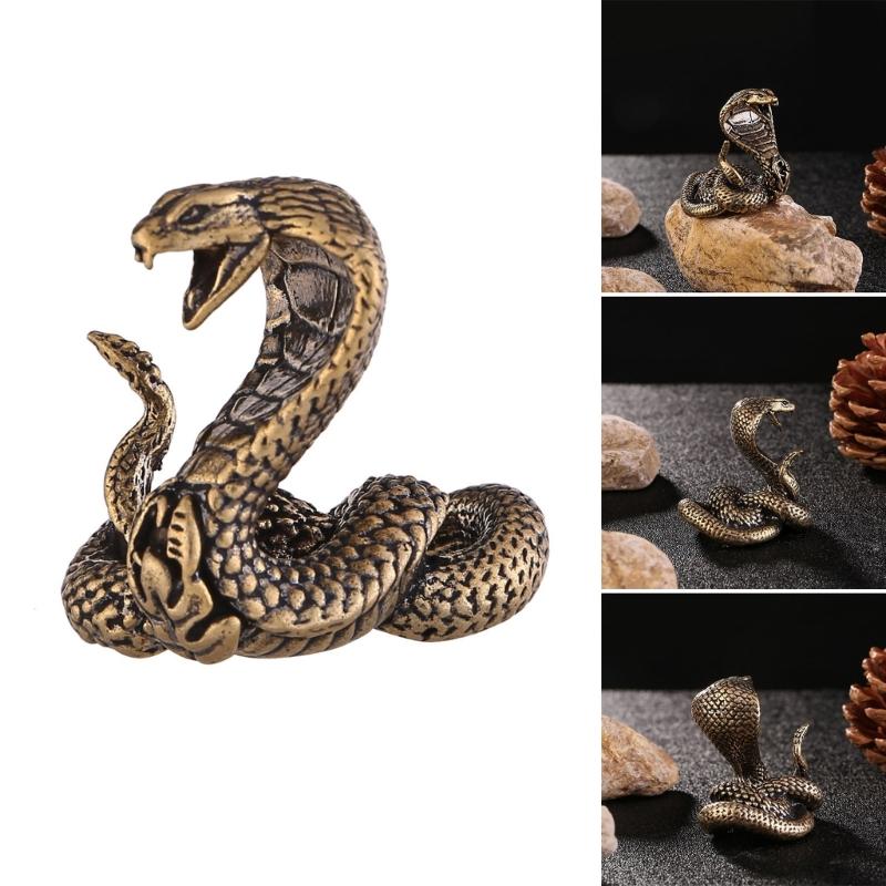 Brass Cobras Shelf Decors Accent ,Snake Figurines Tabletop Centerpieces Home Decorations Retro Snake Decorative Objects