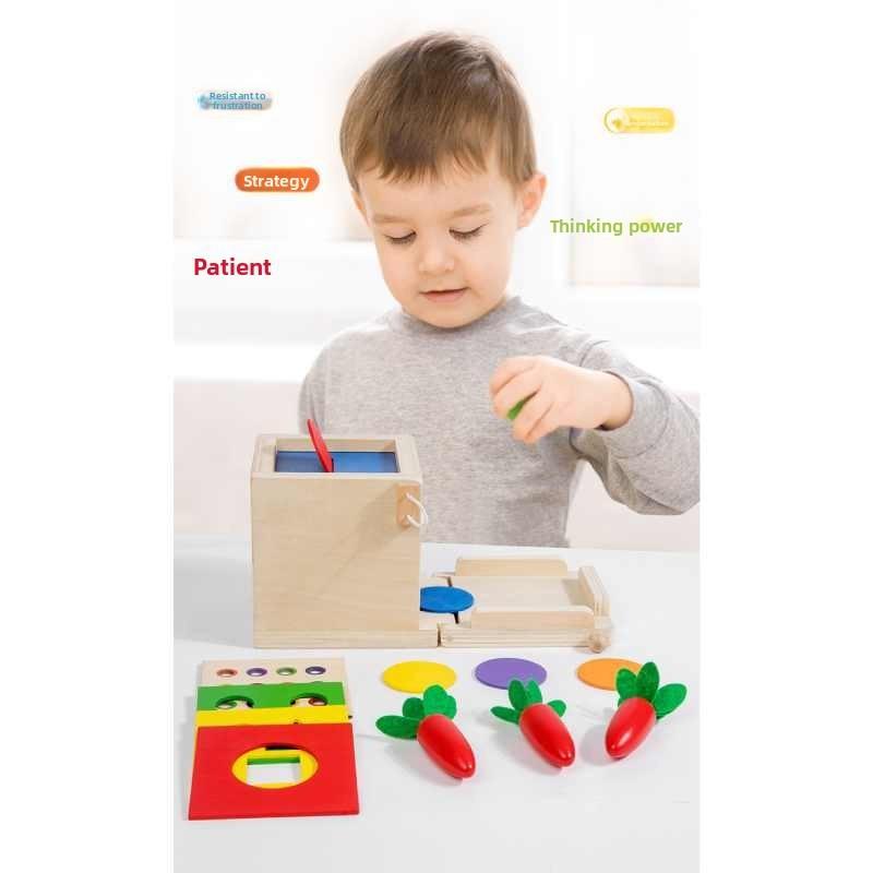 Wooden Educational Goal Box With Multifunction Insert Stick For Toddler Learning And Play