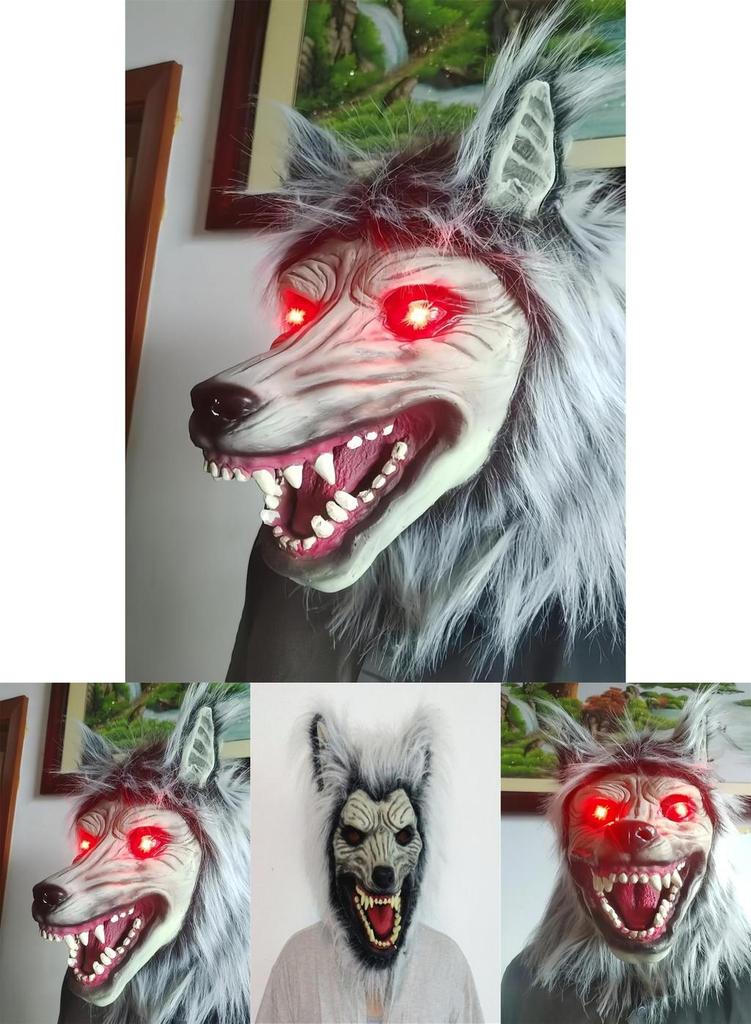 Lighted Wolf Head Mask With Claws For Halloween Costume And Cosplay