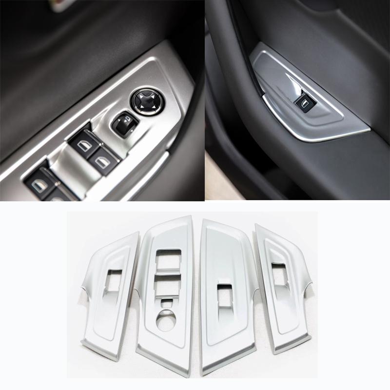 For Peugeot 508 GT   ABS Carbon Fiber Armrest Window Buttons Cover Glass Lift Adjust Switch Panel Trim Accessories ABS matte silver