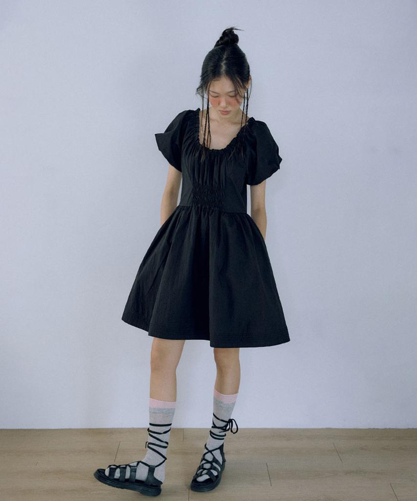 HOKUSPOKUS Washer Puff Dress_Black