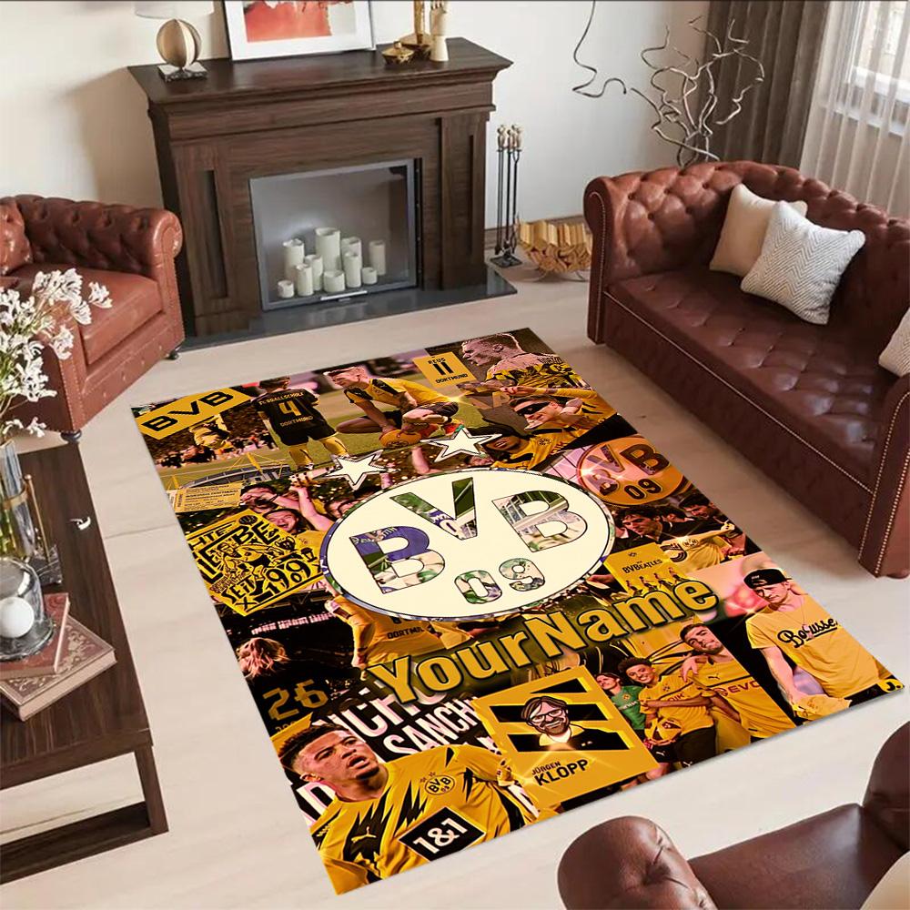 Borussia Dortmund Personalized Text Carpet Design for Entryway Study Room Game Room Hallway Anti-slip Rug Anime Office Decor Spiritual Gift