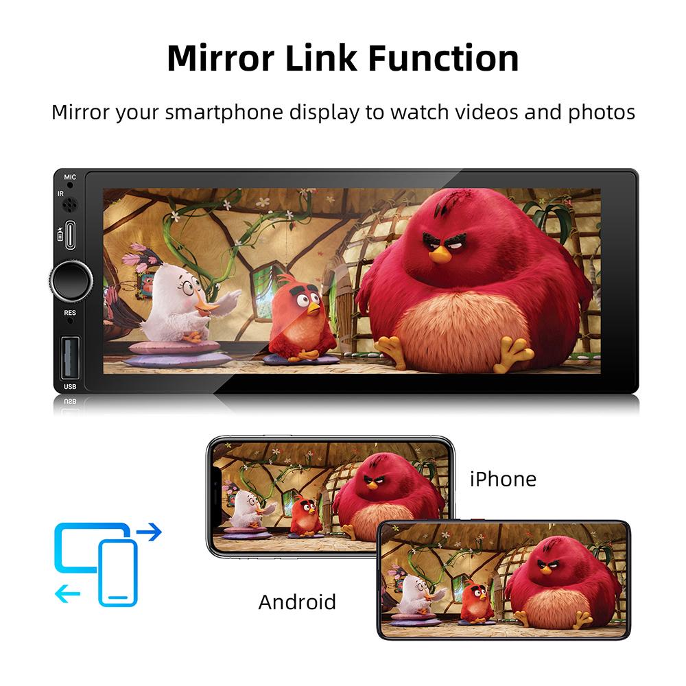 IPS 6.9 Inch 1Din Wired Carplay Android Auto Car Radio Multimedia Video MP5 Player Touch Screen Universal Autoradio Stereo