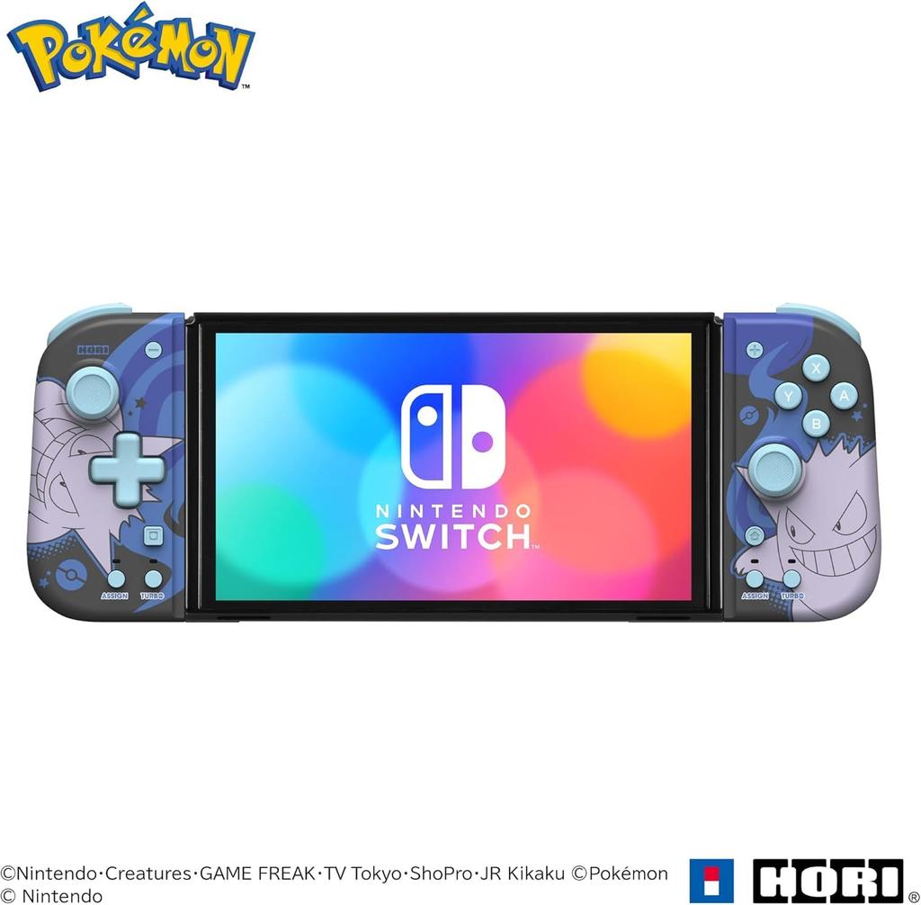 Refurbished HORI Nintendo Licensed Pokémon Grip Controller Fit for Nintendo Switch, Gengar, with Rapid Fire Hold Function, 180-Day Warranty