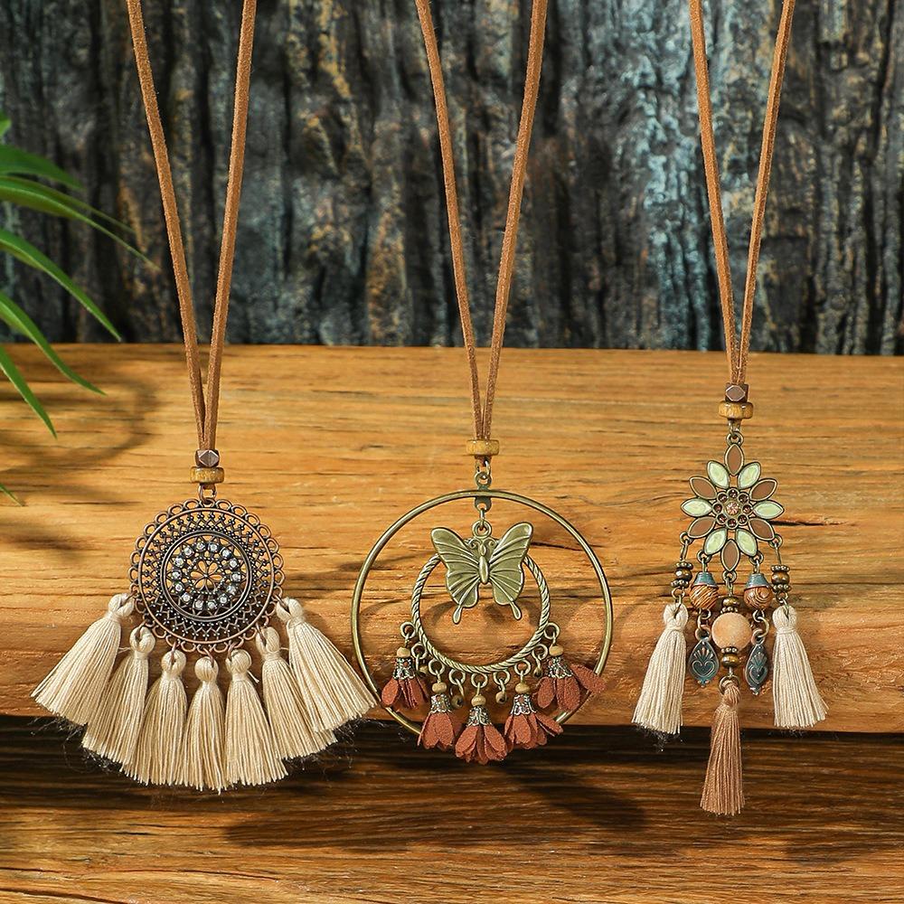 Originality Long Tassel Necklaces Ethnic Style Necklace Fashion Sweater Chain