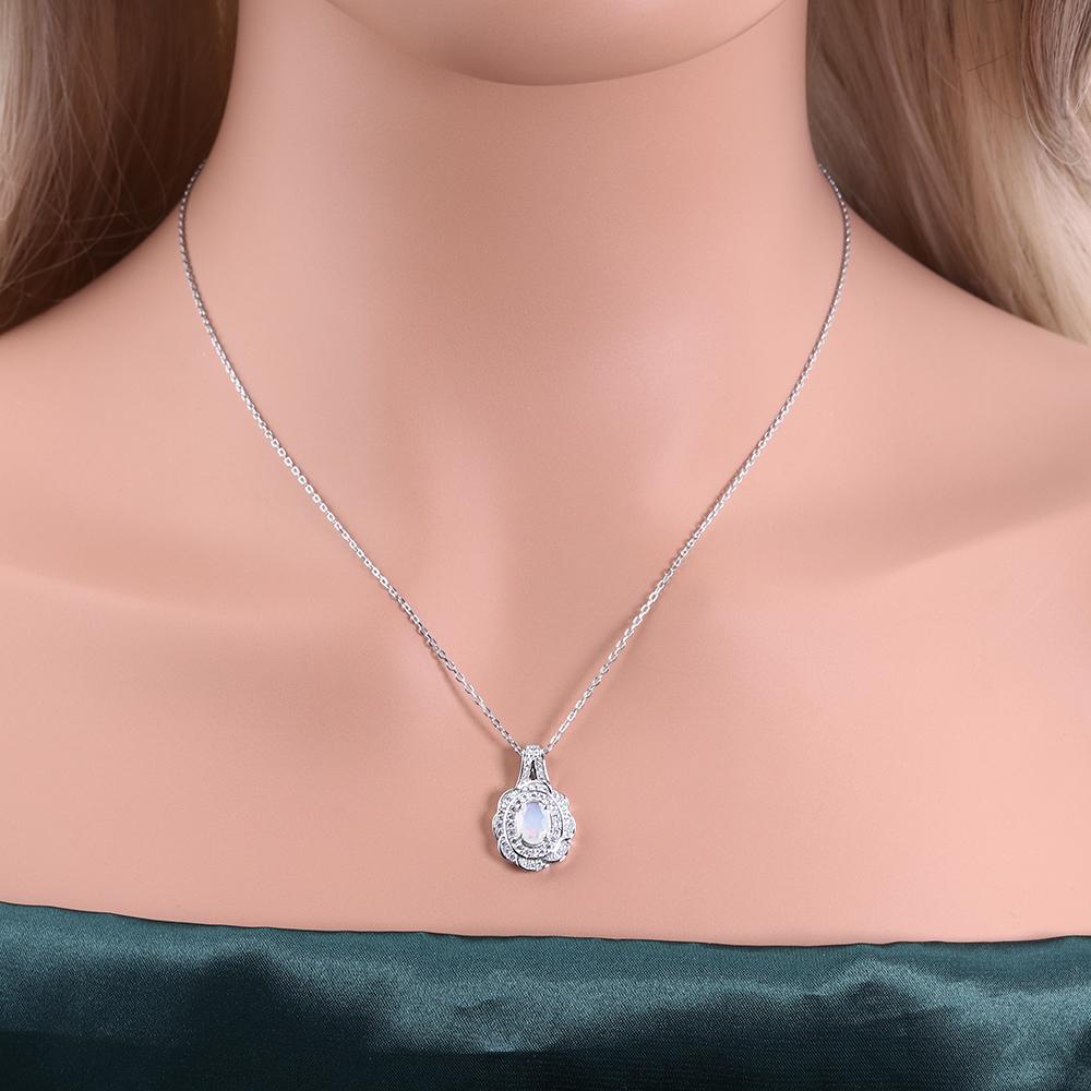 Precious Light luxury gemstone Natural opal October Birthstone Ring Earrings Necklace Set 925 silver fine jewelry gift for women