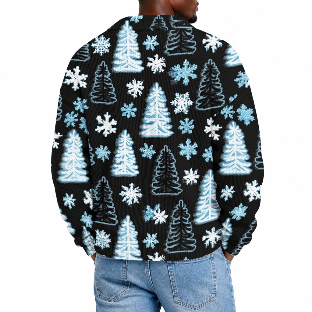 Men's Neck Knit Sweater with Christmas Print for Fall Winter Holiday