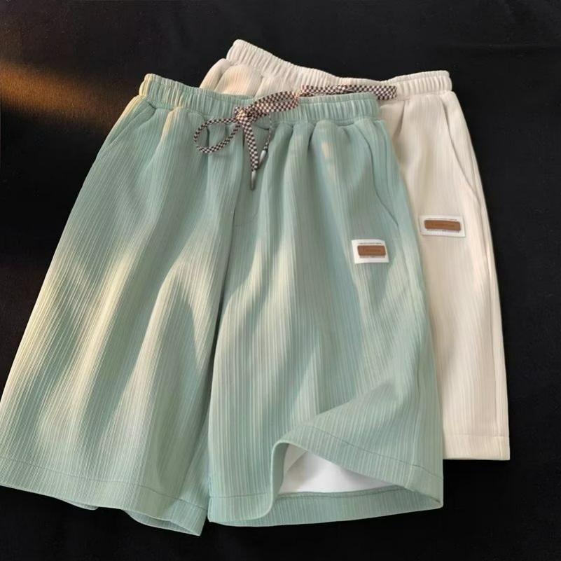 Summer Ice Silk Shorts Men's Loose Salt Casual Wide-leg Pants Ins Trend Straight Five-point Pants
