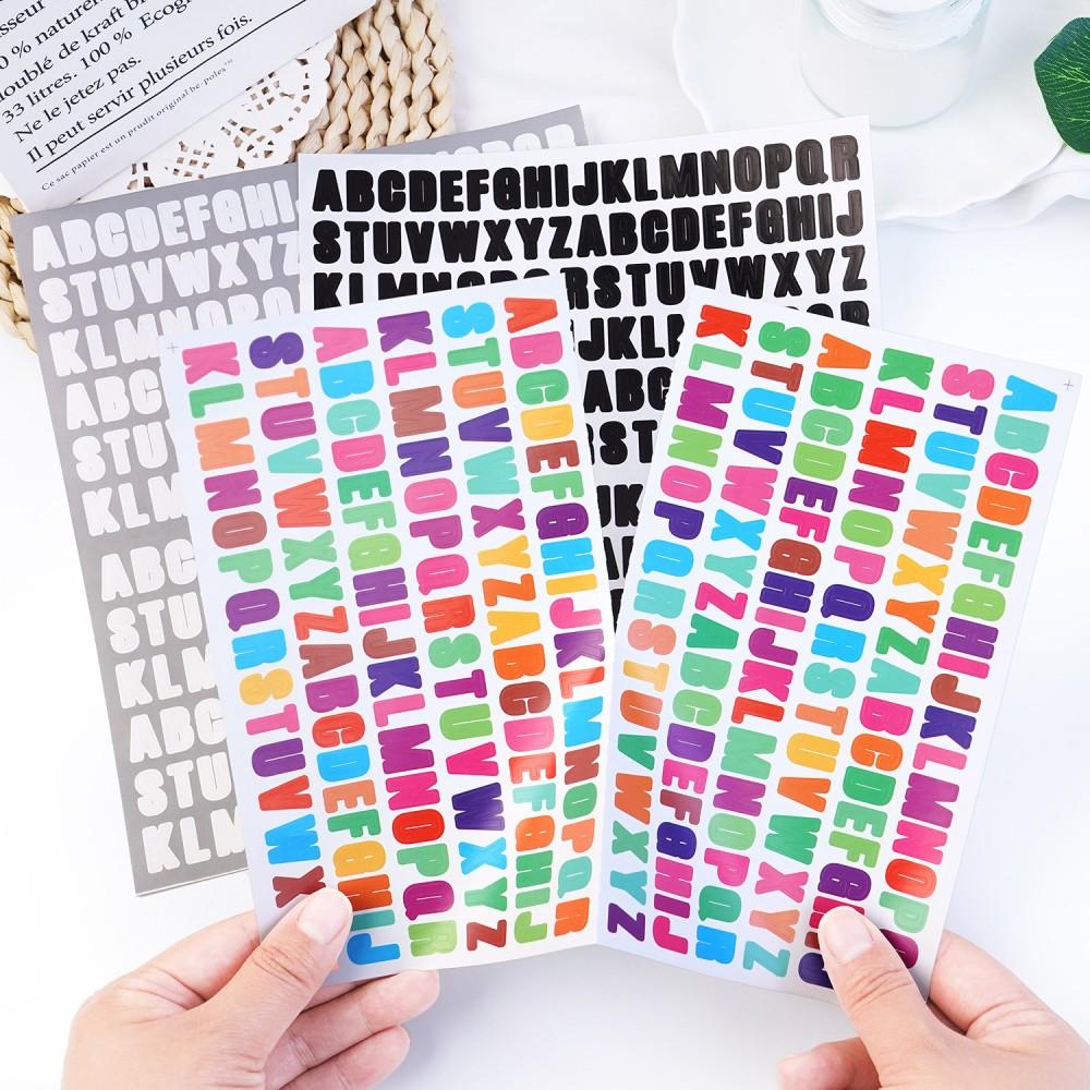 5Pcsset 0.5 Inch Functional Planner Stickers Vinyl Waterproof Black White Colorful Diy Letter Sticker For Cup Laptop Price Tag
