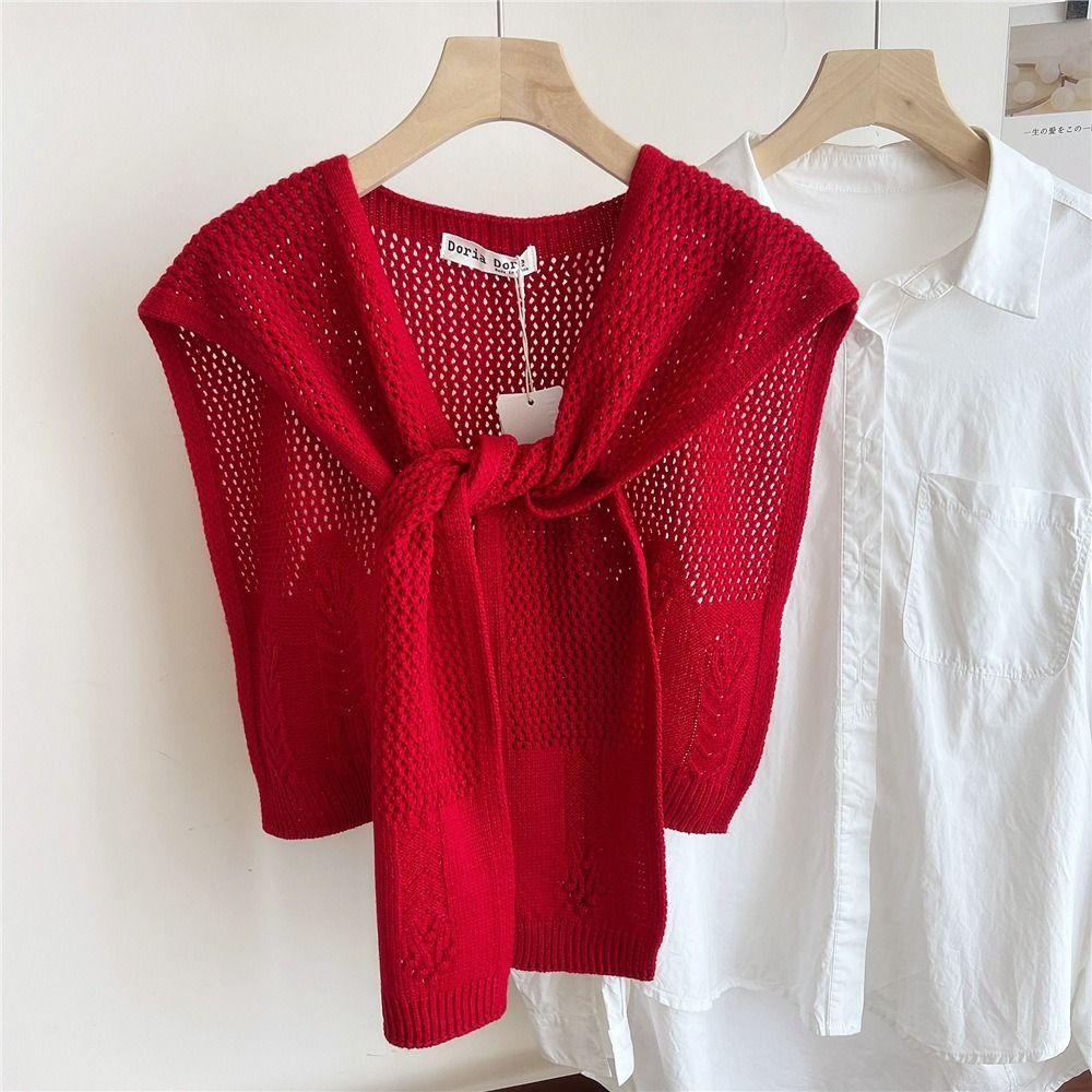 Mehrfarbiger Falscher Kragen Hohl Dünn Gestricktes Outfit Schal Trendige Nackenschutz-Weste Mädchen Damen