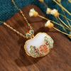 2022 Etniczny Styl Pomyślność Jadeitowy Zamek Pokoju Naszyjnik z Wisiorkiem