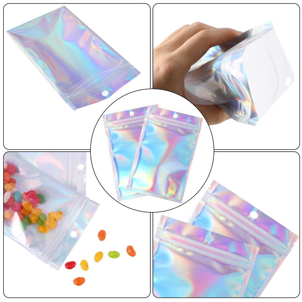 Laser Transparent Self-Sealing Zipper Bag – Small Plastic & Aluminum Foil Bag for Accessories