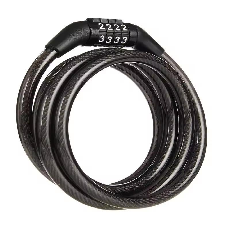 Serrure à code à 4 chiffres, Antivol pour vélo, Câble ultra résistant de 1 mètre, Convient pour VTT, Vélos de route