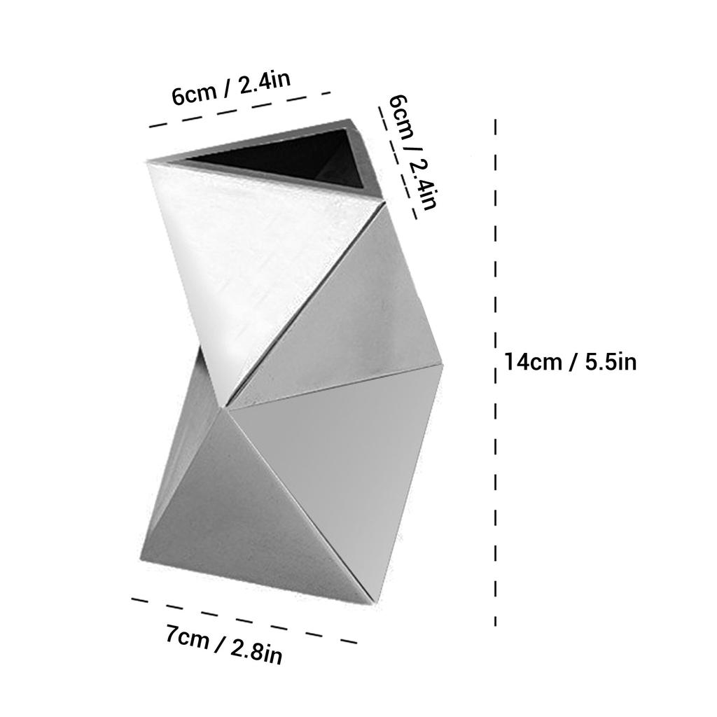 Tabletop Decorative Vase 304 Stainless Steel Exquisite Rhombus Design Modern Flower Vase for Home Livingroom Dinning Room Studio