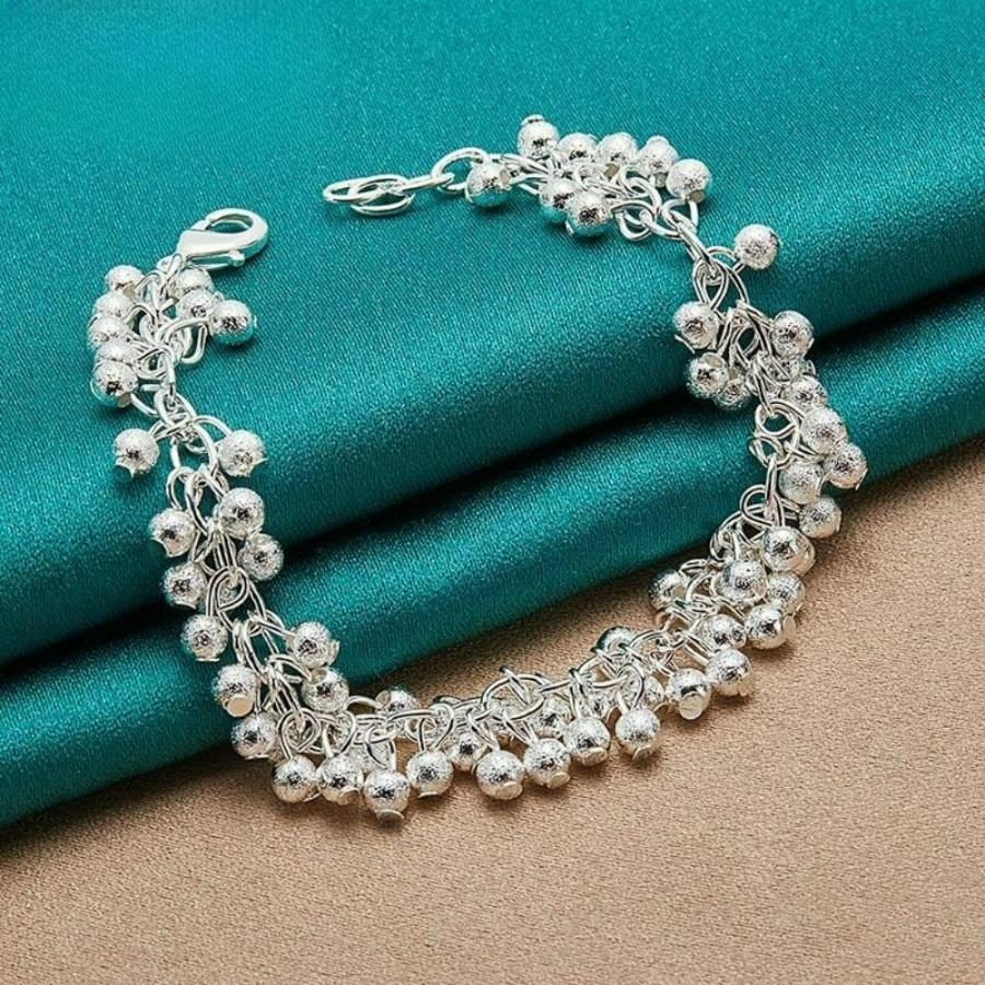 Браслет из матового серебристого бисера Модные свадебные украшения серебряный