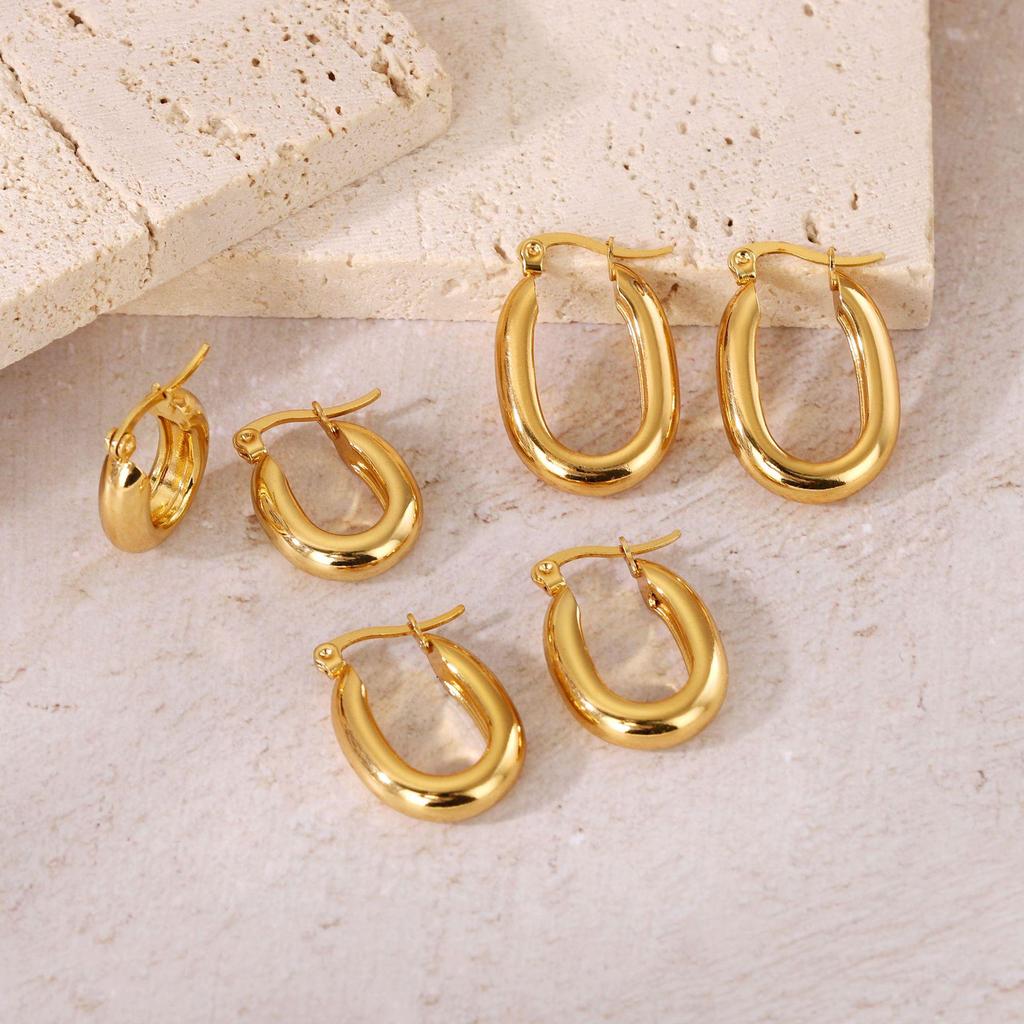 Titanium Steel Light Luxury Colorfast Hoop Earrings with High-End Feel
