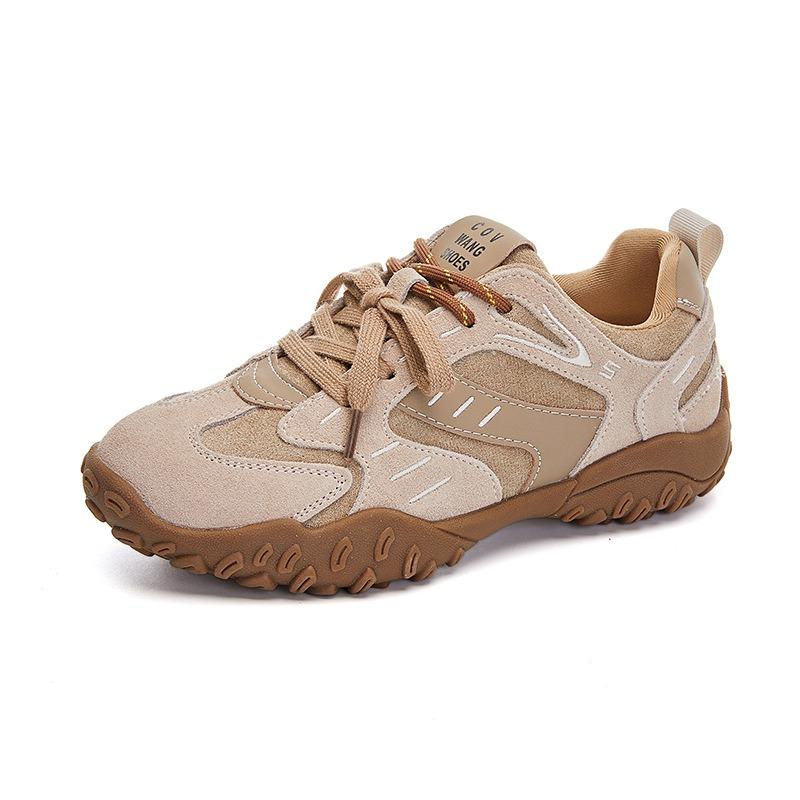 Leather Platform Women's Autumn New Color Matching Double Shoelaces Sports Dad Shoes Casual Women