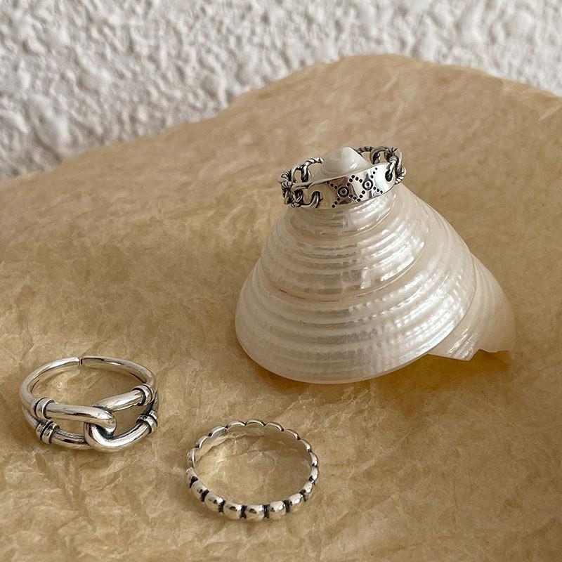 Ins Korean Unique Inspired S925 Silver Geometric Ring For Women With Charm Minimalist