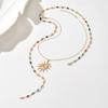 European and American sun pendant necklace light luxury high sense tassel eye long chain color cold wind collarbone chain