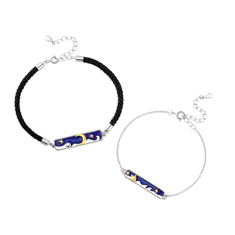 Original Star and Moon Companion Couple Bracelet, A Pair of Long-distance Love Commemorative Gifts, Small Fresh Couple Bracelet