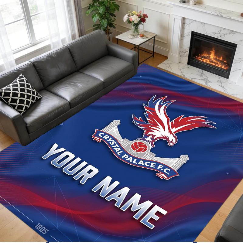 Crystal Velvet Rug Custom Name Text, Soft Non Slip Floor Mat Home DecorCrystal Palace