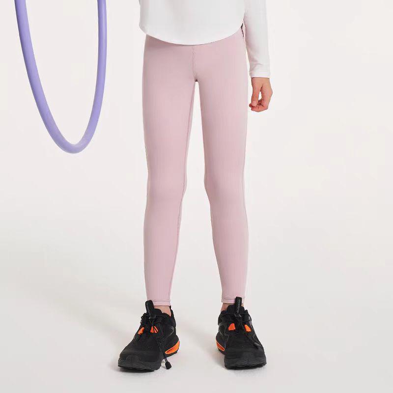 Girls' High-Waist Quick-Dry Yoga Leggings - Autumn/Winter Breathable Elastic Sports Pants