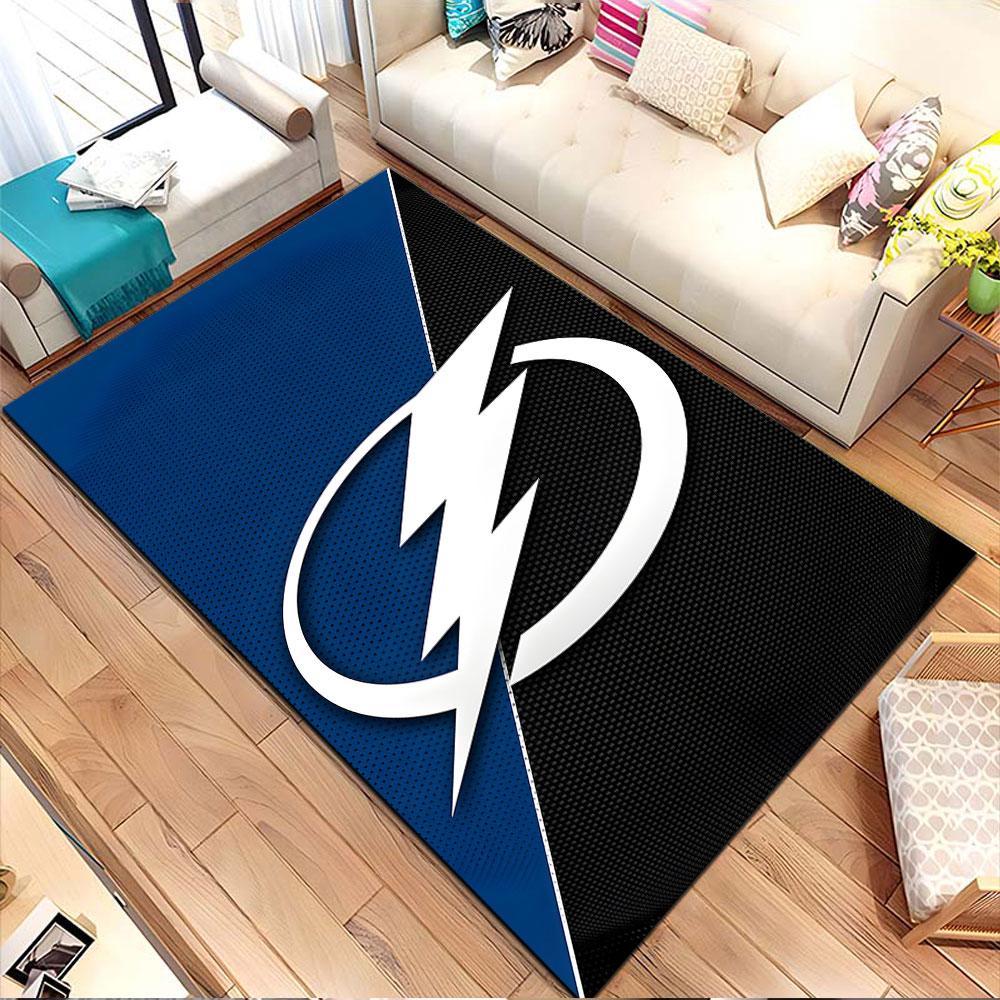 Blue and Black Lightning Bolt Symbol Patterned carpet, non slip mat suitable for living room and bedroom sofas