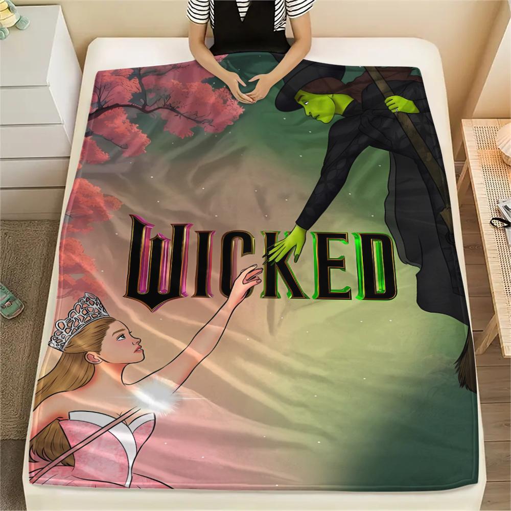 1PC Wicked Print Flannel Blanket, High quality All Seasons, Home Decor, Warmth and Comfort, Perfect for Christmas Gifts