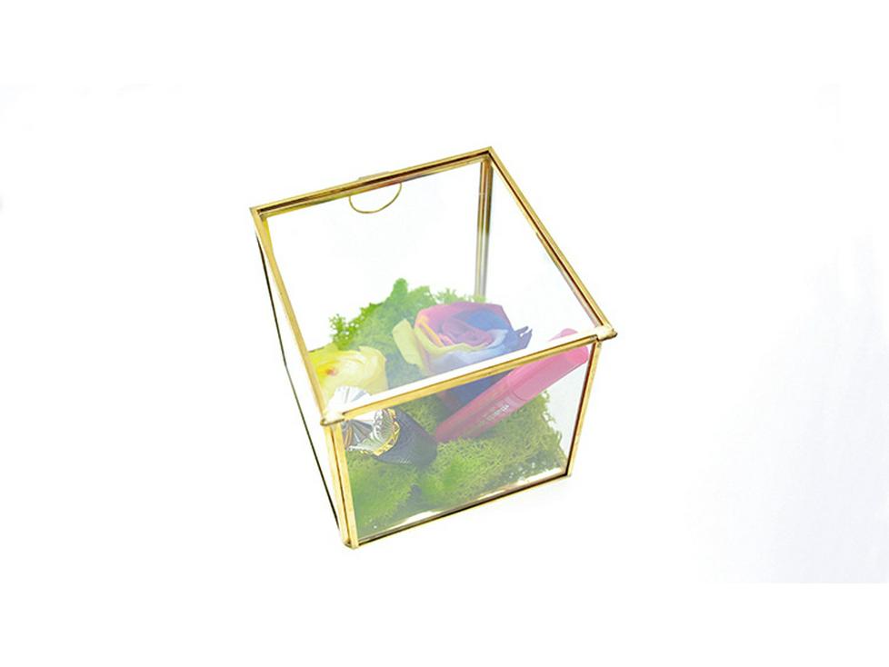 Geometric Flower House Flip-Top Jewelry Storage and Decorative Box with Preserved Flowers