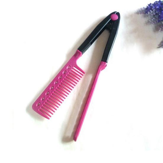 Portable DIY Salon Flat Iron Hair Straightener V Comb Hairdressing Styling Tool