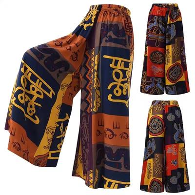 Pantaloni Elastici da Donna Vita Larga Casual Stampa Pantaloni Gamba Larga Slim per Donna Pantaloni Elasticizzati Vita Media Pantaloni Gamba Larga