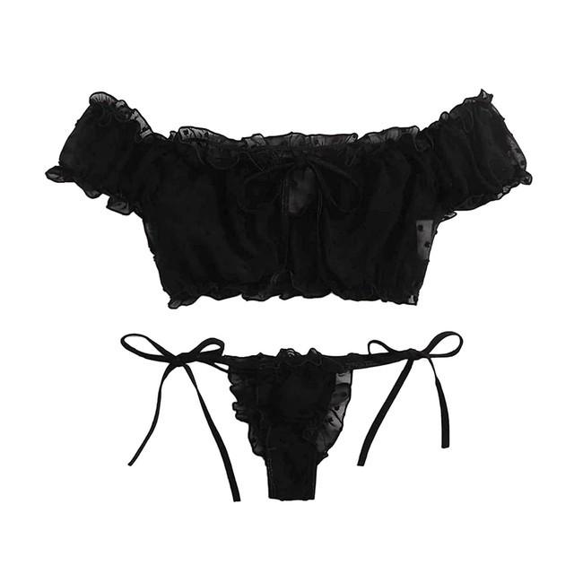 European and American Sexy Off-the-Shoulder Lingerie Set