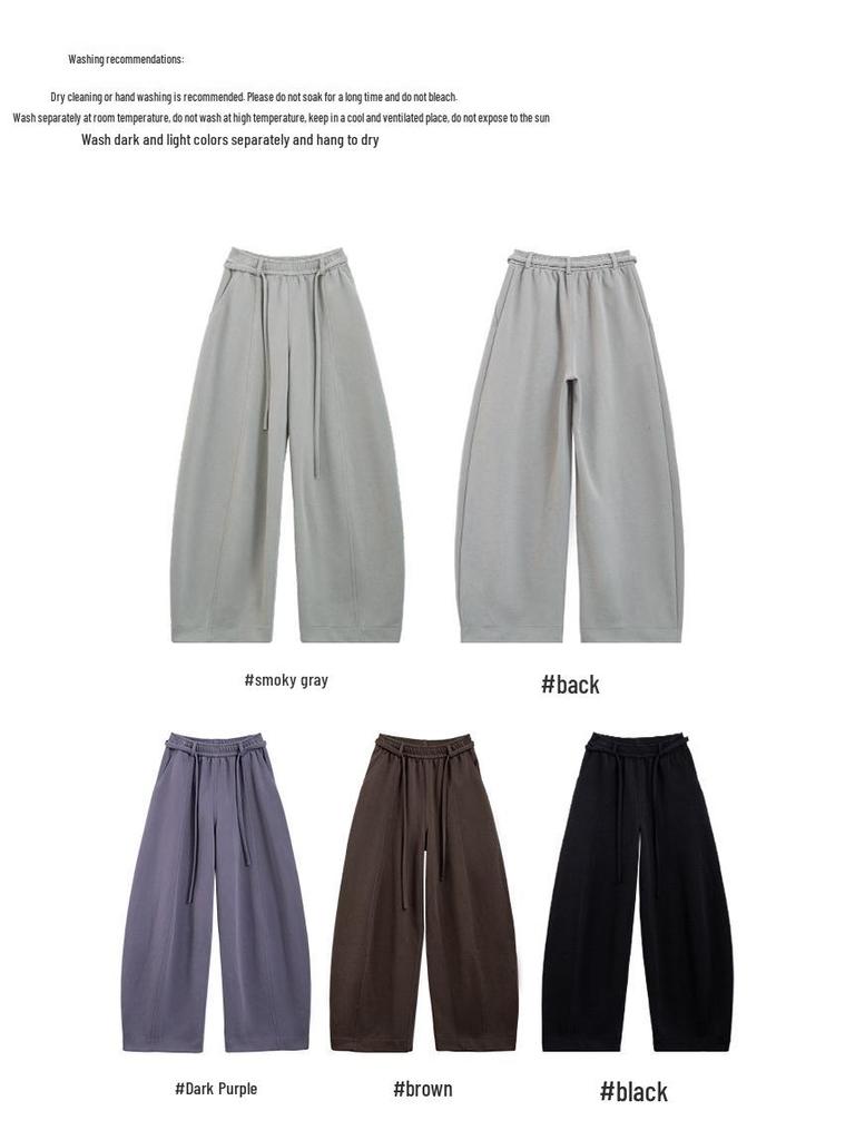 Premium Women's Cotton Wide-Leg Drawstring Pants - Versatile Fall/Winter Casual Wear