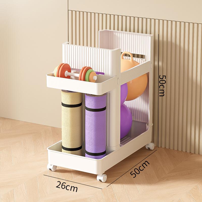 Movable Storage Rack for Yoga Mats, Fitness Gear, and Badminton Equipment