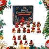 Numbered Hidden Drawer Box Red Bird Christmas Advent Calendar, 24 Unique Miniature Calendar Figurines, Tree Hanging Ornaments for Holiday Gifts