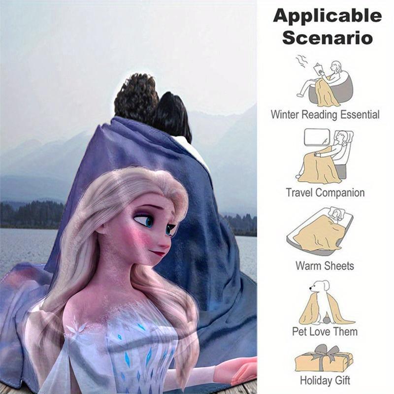 1pc, Elsa Frozen II Queen Elsa Ice Snowflake Print Blanket Home Decor, Couch Throw, Outdoor Blanket, Gift, Coverlet Suitable for Bedroom,
