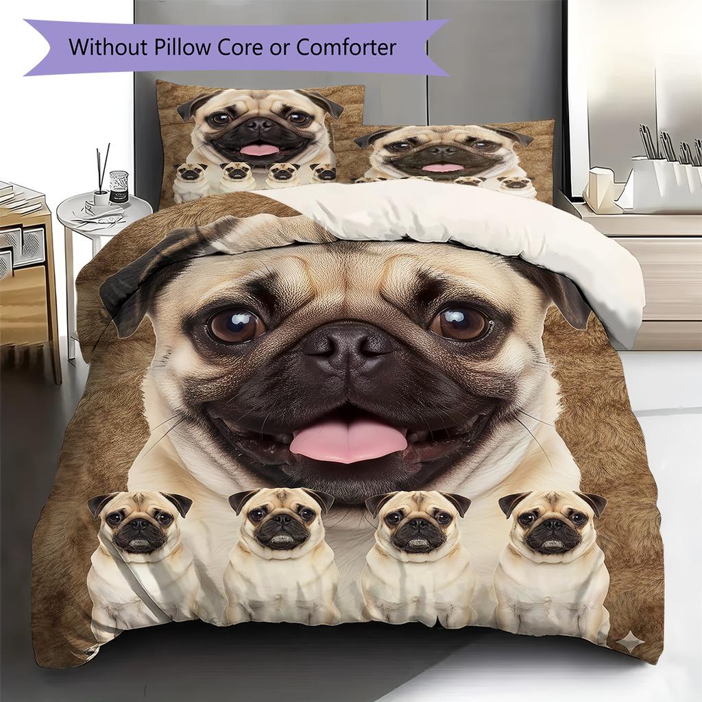 Bulldog Pattern Bedding Quilt Set Quilt Cover Pillowcase Home Decoration Gift (1 * duvet cover + 2 * pillowcase, without core)