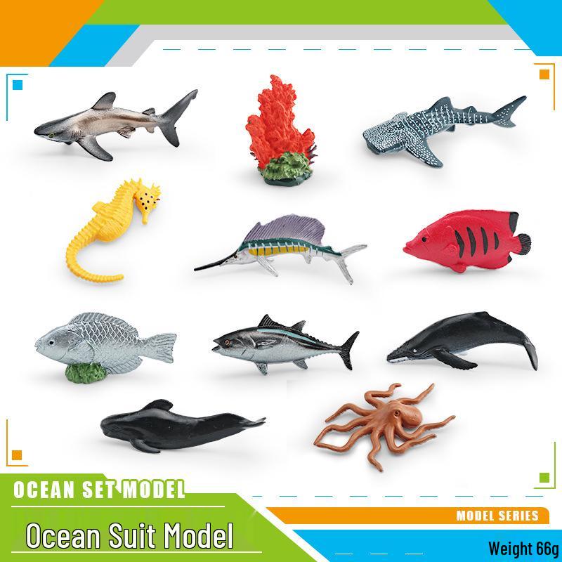 Cross-Border Marine Life Model: Parrotfish, Clownfish, Starfish, Shell, Seahorse, Crab - Kids  Cognitive Toy